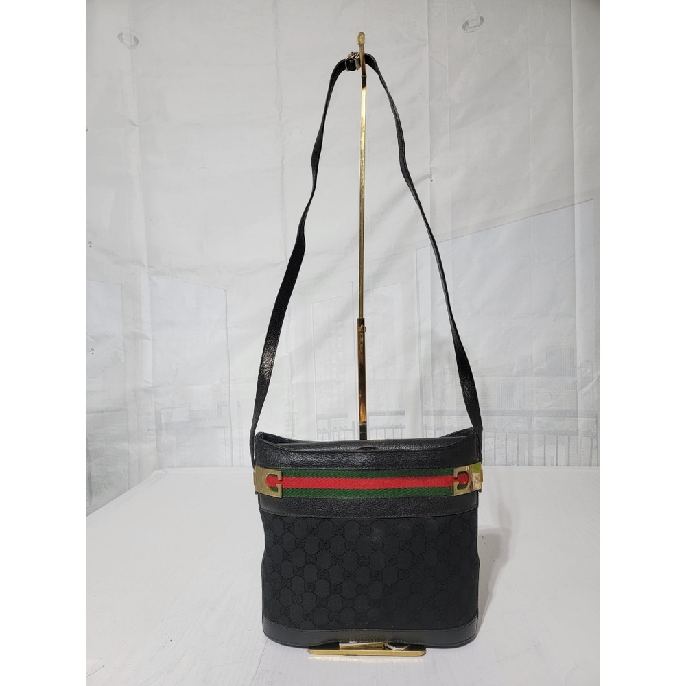 Gucci Black Crossbody with Green and Red Web Accent